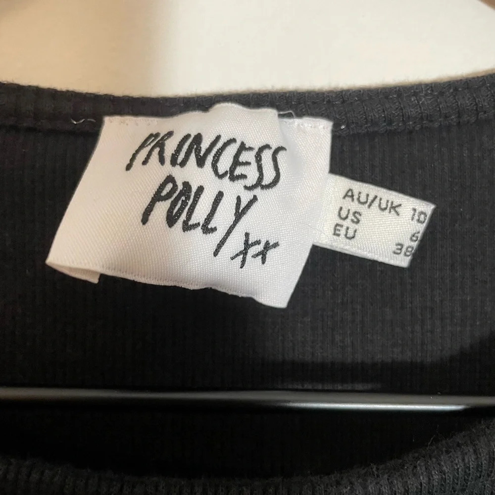 Princess Polly Organic Cotton Ribbed Classic Black Mini Dress Women’s Size 6 - Picture 3 of 7